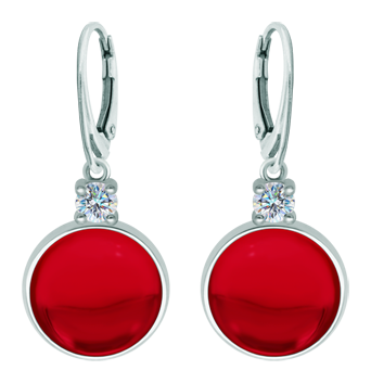 Silver earrings with moissanite and colored crystalsRef. code: PE3347Earrings made in sterling silver with a 16x16mm colored crystal cabochon and a 5mm brilliant cut moissanite set.Moissanite is a precious gemstone created in a laboratory that has earned a special place in jewelry for its beauty and unique qualities, it dazzles for its brilliance superior to diamond and its great resistance (9.25 on the Mohs scale).Originally discovered in a meteorite at the end of the 19th century, this 