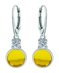 Silver earrings with moissanite and glass cabochon (Yellow)Ref. code: PE3349Sterling silver earrings with a 12x12mm colored crystal cabochon and a 5mm brilliant cut moissanite.Moissanite is a precious gemstone created in a laboratory that has earned a special place in jewelry for its beauty and unique qualities, it dazzles for its brilliance superior to diamond and its great resistance (9.25 on the Mohs scale).Originally discovered in a meteorite at the end of the 19th century, this 