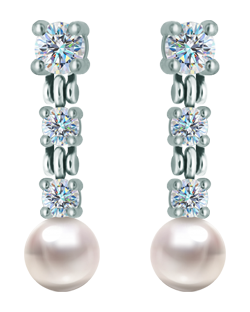 Pendientes de plata, moissanitas y perlas.Referencia: PE3351Pendientes fabricados en plata de ley con moissanitas talla brillante de 7 y 5mm engastadas y una perla de 10mm.La moissanita es una gema preciosa creada en laboratorio que se ha ganado un lugar especial en la joyería por su belleza y cualidades únicas, deslumbra por su brillo superior al del diamante y su gran resistencia (9,25 en la escala de Mohs).Descubierta originalmente en un meteorito a finales del siglo XIX, y ese origen “estelar” le otorga un encanto singular.Llena de destellos únicos, combina lujo y elegancia en una sola joya.Medida: 10x36mm.