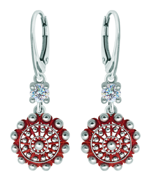 Pendientes Botón Charro de plata esmaltada con moissanita (Rojo)Referencia: PE3358Pendientes fabricados en plata de ley esmaltada al horno acompañados de una moissanita talla brillante de 5mm engastada.La moissanita es una gema preciosa creada en laboratorio que se ha ganado un lugar especial en la joyería por su belleza y cualidades únicas, deslumbra por su brillo superior al del diamante y su gran resistencia (9,25 en la escala de Mohs).Descubierta originalmente en un meteorito a finales del siglo XIX, y ese origen “estelar” le otorga un encanto singular.Llena de destellos únicos, combina lujo y elegancia en una sola joya.Medida: 16x16mm.