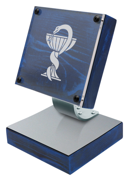 "Pharmaceutist" steel and wood plaque (Blau)Ref. Code: PL0324Plaque made of stainless steel and wood.Base size: 14x14x3cm.Plaque size: 14x14x3cm.Gr&ouml;&szlig;e: 140x140mm.