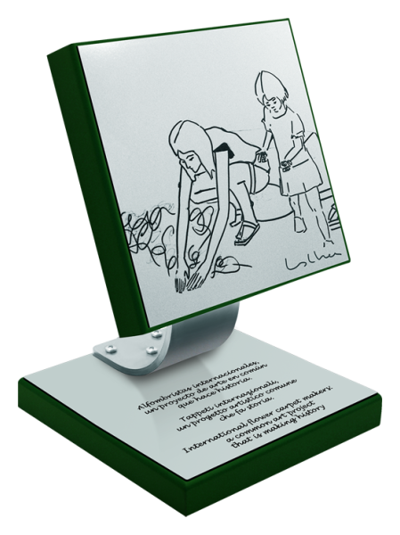 Commemorative plaque made of steel and solid wood: "Carpet Makers" (Green)Ref. code: PL0331A plaque made of steel and solid wood with an engraved logo.Base dimensions: 14x14x3cm.Plate dimensions: 14x14x3cm.Possibility of engraving a commemorative text.We create different trophies, awards or commemorative plaques, personalized with any anagram, shield or logo.Size: 140x140mm.