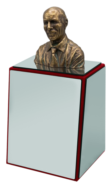 Individuell gestaltete Trophäe mit BronzebüsteRef. Code: PL0442Bronzebüste auf einem Sockel aus Massivholz mit Stahlbeschichtung. Die Büste ist vollständig personalisiert und wird nach einem Foto geschnitzt, wodurch ein überraschendes und getreues Ergebnis erzielt wird.Gr&ouml;&szlig;e: 110x190mm.