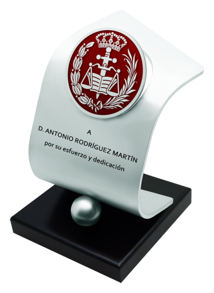 Stahlrecht-Trophy
Ref. Code: PL0455
Exklusiv von Joaquín Prior entworfene und gefertigte Trophäe aus massivem Stahl, personalisiert mit dem von Hand emaillierten Wappen, auf einem Holzsockel.
Möglichkeit der Gravur eines Gedenktextes.
Wir stellen verschiedene Trophäen, Auszeichnungen oder Gedenktafeln her, die mit einem beliebigen Anagramm, Wappen oder Logo personalisiert werden.
Größe: 120x180mm. Stahlrecht-Trophy
Ref. Code: PL0455
Exklusiv von Joaquín Prior entworfene und gefertigte Trophäe aus massivem Stahl, personalisiert mit dem von Hand emaillierten Wappen, auf einem Holzsockel.
Möglichkeit der Gravur eines Gedenktextes.
Wir stellen verschiedene Trophäen, Auszeichnungen oder Gedenktafeln her, die mit einem beliebigen Anagramm, Wappen oder Logo personalisiert werden.
Größe: 120x180mm.