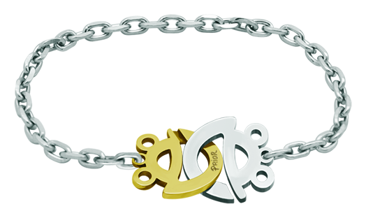"Frogs" gold and steel braceletRef. code: PU2529Bracelet made of 18 carat gold and soft stainless steel.Size: 16x15mm.
