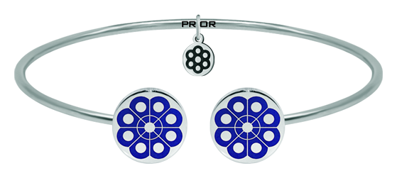 "Boton charro" silver and steel bracelet (Blue)Ref. code: PU2532Bracelet made of sterling silver, with enameled botón charro, over a stainless steel base.Size: 14x14mm.