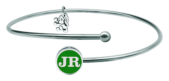 Personalisiertes Silber- und Edelstahlarmband "Initialbuchstaben" (Grün)Ref. Code: PU2539Personalisiertes Armband mit den Buchstaben Ihrer Initialen, die im Flachrelief in Sterlingsilber geschnitzt und im Ofen emailliert wurden, montiert auf einem Stahldraht.Gr&ouml;&szlig;e: 12x12mm.