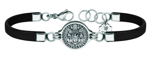 Armband aus Silber, Leder und Edelstahl "Schild der Universität von Salamanca" (Schwarz)Ref. Code: PU26243 mm dickes Lederarmband mit dem Wappen der Universität von Salamanca in Sterlingsilber geschnitzt.Gr&ouml;&szlig;e: 19x16mm.