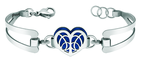 "Heart" silver and steel Art Nouveau bracelet (Blue)Ref. code: PU2681Bracelet made of steel, with an Art Nouveau style heart in sterling silver and enameled.Size: 21x16mm.