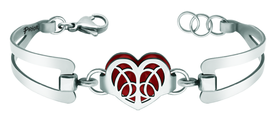 Bracelet Art Nouveau en argent et acier "Heart" (Rouge)Referencia: PU2681Bracelet en acier inoxydable poli, avec un cœur ajouré Art Nouveau en argent sterling et émaillé, avec un bracelet exclusif Art Nouveau.Medida: 21x16mm.