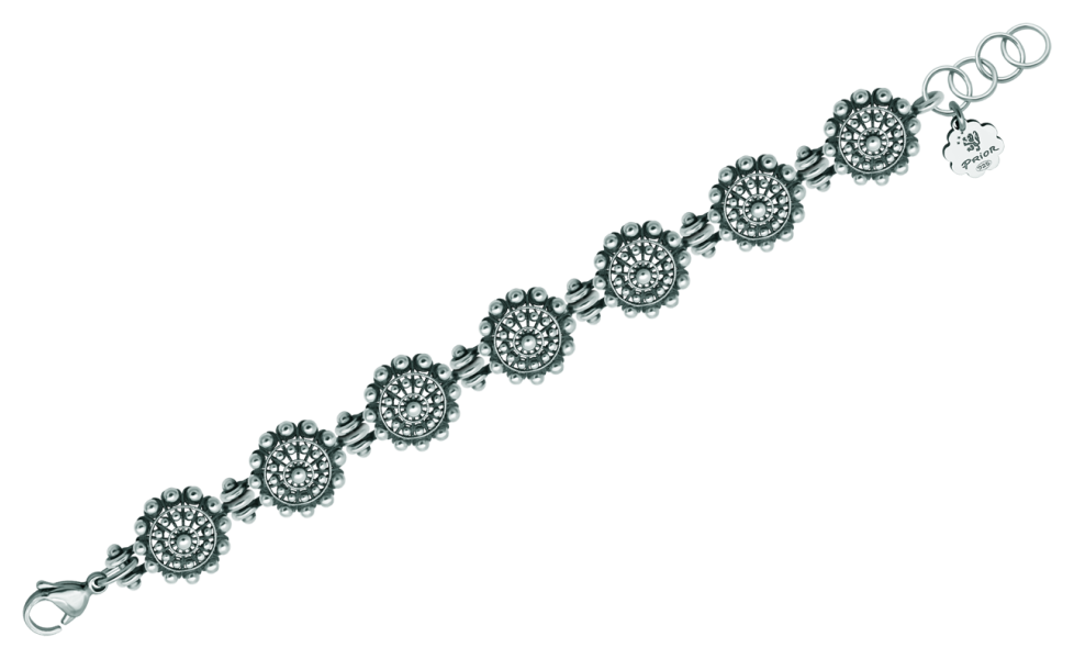 "Botón charro" silver braceletRef. code: PU2722Bracelet of charro buttons made of sterling silver.Size: 16x16mm.