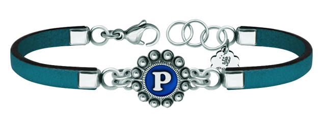 Personalisiertes "Charro Button" LederarmbandRef. Code: PU2725Lederarmband mit Charro-Knopf aus Sterlingsilber, personalisiert mit emailliertem Anfangsbuchstaben.Gr&ouml;&szlig;e: 16x16mm.