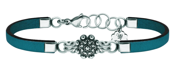 Bracelet en cuir "Button Charro de Salamanca"Referencia: PU2726Bracelet en cuir avec bouton charro en argent sterling.Medida: 12x12mm.