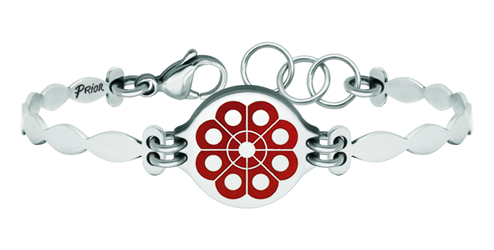 Silber- und Stahlarmband "Button charro de Salamanca" (Rot)Ref. Code: PU2733Armband aus rostfreiem Stahl mit dem Charro-Knopf, der im Flachrelief in Sterlingsilber geschnitzt und einbrennlackiert ist.Gr&ouml;&szlig;e: 19x16mm.