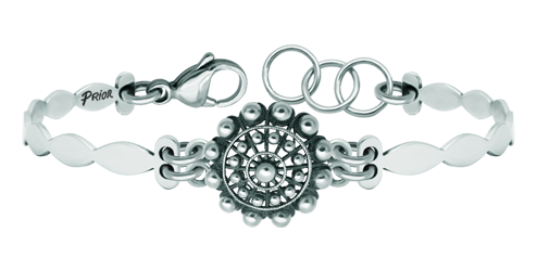 Bracelet en argent et acier inoxydable Bouton CharroReferencia: PU2737Bracelet en acier inoxydable avec bouton charro en argent sterling.Medida: 16x16mm.