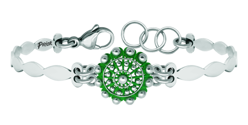 Charro Knopfarmband aus emailliertem Silber und Stahl (Grün)Ref. Code: PU2745Edelstahlarmband mit Charro-Knopf aus Sterlingsilber, von Hand emailliert.Gr&ouml;&szlig;e: 16x16mm.