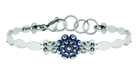 Bracelet de boutons Charro en argent émaillé et acier (Bleu)Referencia: PU2747Bracelet en acier inoxydable avec bouton charro en argent sterling émaillé à la main.Medida: 12x12mm.