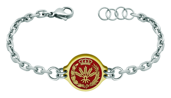 Gold and steel plated bracelet "Agronomist Engineer" (Red)Ref. code: PU2753Stainless steel bracelet with the coat of arms of the Agronomist Engineer carved in low relief, gold plated and stove enameled.We have all professions and careers available: Advocacy (Lawyer / Law), Commercial Agent, Quantity Surveyor, Architect (Architecture), ATS (Nursing), Fine Arts, Biological Sciences (Biology), Exact Sciences, Physical Sciences, Political Sciences, Political and Economic Sciences, Chemical Sciences, Commerce, Draftsman, Economics, Business, Pharmacy, Philosophy and Letters, Geography, Geological (Geology), Social Graduate, Computer Science, Agricultural Engineering, Civil Engineering, Electronic Engineering, Forestry Engineering, Mining Engineering, Naval Engineering, Higher Industrial Engineering, Industrial Technical Engineering, Telecommunications Engineering, Textile Engineering, Jewelry, Teaching, Medicine, Music, Psychology, Topography, Dentistry, Optics, Journalism, Veterinary Medicine.And if we don't have yours, please contact us.Size: 19x16mm.