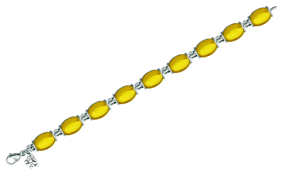 Bracelet en argent avec cristaux de couleur (Jaune)Referencia: PU2774Bracelet en argent sterling avec cabochons en verre coloré.Medida: 180x10mm.