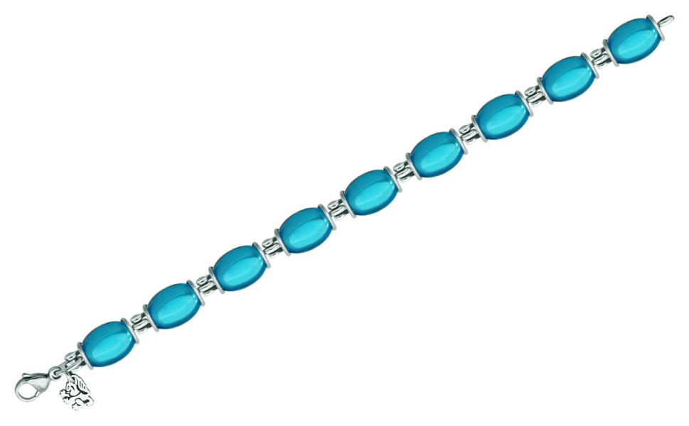 Bracelet en argent avec cabochons en cristal (Bleu)Referencia: PU2774Bracelet en argent sterling avec cabochons en verre coloré.Medida: 180x10mm.