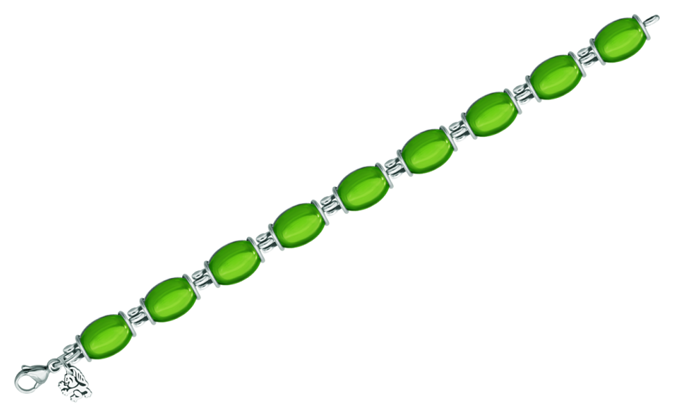 Pulsera de plata con cabujones de cristal (Verde)Referencia: PU2774Pulsera fabricada en plata de ley con cabujones de cristal de colores.Medida: 180x10mm.