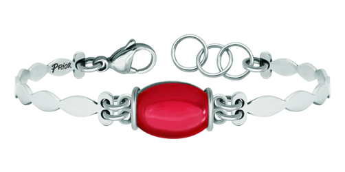 Silber- und Stahlarmband mit farbigen Kristallen (Rot)Ref. Code: PU2775Armband aus Sterlingsilber, mit einem 16x12mm großen Kristall im Cabochon-Schliff in der Mitte und einem polierten Stahlband.Gr&ouml;&szlig;e: 16x12mm.