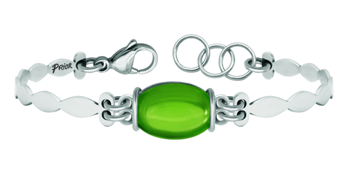 Bracelet en argent et acier inoxydable avec cristal taillé en cabochon (Vert)Referencia: PU2775Bracelet en argent sterling, avec un cristal taillé en cabochon de 16x12mm au centre et un bracelet en acier poli.Medida: 16x12mm.