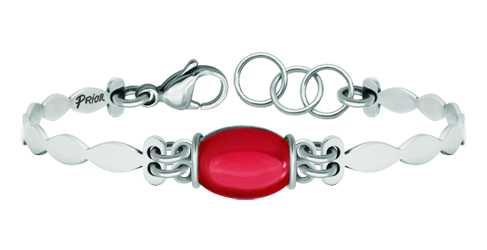 Pulsera de plata y acero con cristal talla cabujón. (Rojo)Referencia: PU2776Pulsera fabricada en plata de ley, con un cristal talla cabujón de 14x10mm en el centro y brazalete de acero pulido.Medida: 14x10mm.