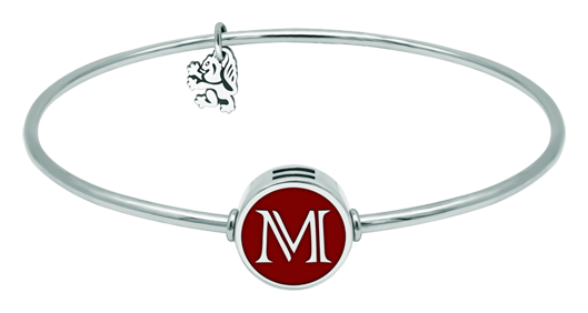 Brazalete personalizado con Inicial en plata de ley esmaltada y acero. (Rojo)Referencia: PU2780Pulsera tipo brazalete de aro de acero pulido personalizado con su letra inicial tallada en plata de ley y esmaltado.Medida: 14x14mm.