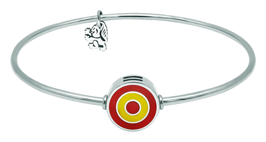Brazalete de aro de Bandera de España en plata de ley esmaltada y acero.Referencia: PU2781Pulsera tipo brazalete de aro de acero pulido con la bandera de España tallada en plata de ley y esmaltada.Medida: 14x14mm.