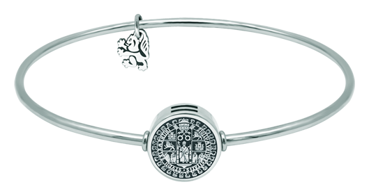 Armband der Universität Salamanca aus emailliertem Sterlingsilber und Stahl (Schwarz)Ref. Code: PU2786Armband aus poliertem Stahl mit dem Wappen der Universität von Salamanca, das in Sterlingsilber eingraviert und emailliert ist.Gr&ouml;&szlig;e: 14x14mm.