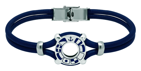 Silber- und Lederarmband "Nautische Flaggen" (Blau)Ref. Code: PU27903 mm dickes Lederarmband mit personalisiertem Rädchen, in das die nautischen Flaggen Ihres Namens im Flachrelief aus Sterlingsilber und gebranntem Emaille eingraviert sind.Gr&ouml;&szlig;e: 16x16mm.