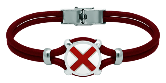 Silver and leather bracelet "Nautical Flag" (Red)Ref. code: PU2791Personalized 3mm thick leather bracelet with the nautical flag of your name carved in sterling silver and enameled in the oven.Size: 16x16mm.