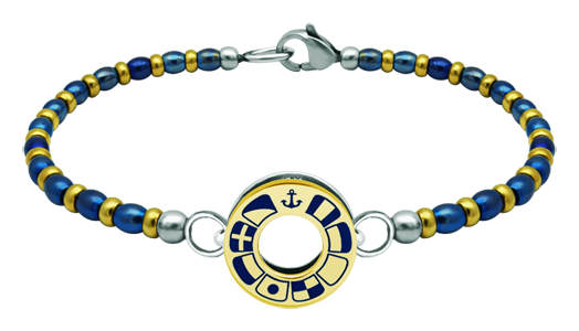 Bracelet en or et acier inoxydable "Drapeaux nautiques"Referencia: PU2815Bracelet en acier et chaîne à boules plaquée or avec une roue personnalisée avec les drapeaux nautiques de votre nom sculptés en bas-relief en or 18 kt et émaillés au four.Medida: 16x16mm.