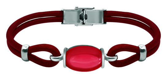 Silber- und Lederarmband mit ovalem Farbglas (Rot)Ref. Code: PU28333 mm dickes Leder- und Sterlingsilberarmband mit einem 18x13 mm großen farbigen Glascabochon.Gr&ouml;&szlig;e: 18x13mm.