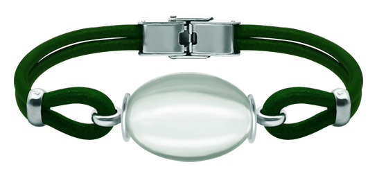 Bracelet en argent et cuir avec cristal ovale (Vert)Referencia: PU2836Bracelet en cuir de 3 mm d'épaisseur et en argent sterling avec un cabochon de cristal de 25x18 mm.Medida: 25x18mm.