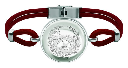 Rennsportarmband aus Silber und Leder mit Kristallcabochon (Rot)Ref. Code: PU2845Armband aus 3 mm dickem Leder und Sterlingsilber mit einem 25 mm großen Kristallcabochon, in den das Wappen Ihrer Hochschule oder Ihres Berufsverbands eingraviert ist.Gr&ouml;&szlig;e: 27x27mm.