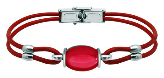 Bracelet en argent et cuir avec cristal ovale de couleur 16x12mm (Rouge)Referencia: PU2849Bracelet en cuir et argent sterling de 2 mm d'épaisseur avec un cabochon en verre coloré de 16x12 mm.Medida: 16x12mm.