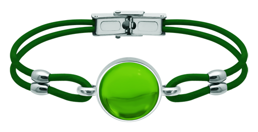 Bracelet en argent et cuir avec cabochon en verre coloré de 16 mm (Vert)Referencia: PU2851Bracelet en cuir et argent sterling de 3 mm d'épaisseur avec un cabochon en verre coloré de 16 mm.Medida: 18x18mm.