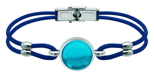 Silber- und Lederarmband mit 14mm farbigem Glascabochon (Blau)Ref. Code: PU28523 mm dickes Leder- und Sterlingsilberarmband mit einem 14 mm großen farbigen Glascabochon.Gr&ouml;&szlig;e: 16x16mm.