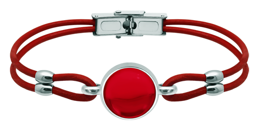 Bracelet en argent et en cuir avec cabochon en verre coloré de 14 mm (Rouge)Referencia: PU2852Bracelet en cuir et argent sterling de 3 mm d'épaisseur avec un cabochon en verre coloré de 14 mm.Medida: 16x16mm.
