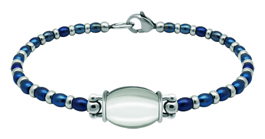 Bracelet en argent et acier inoxydable avec verre coloré ovale 16x12mm (Cristal)Referencia: PU2854Bracelet en acier inoxydable et argent sterling avec un cabochon en verre coloré de 16x12mm.Medida: 16x12mm.