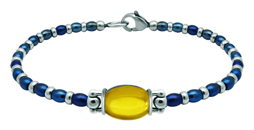 Armband aus Silber und Edelstahl mit ovalem Farbglas 14x10mm (Gelb)Ref. Code: PU2855Perlenarmband aus Edelstahl und Sterlingsilber mit einem 14x10 mm großen farbigen Glascabochon.Gr&ouml;&szlig;e: 14x10mm.