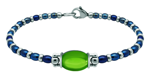 Bracelet en argent et acier inoxydable avec verre coloré ovale 14x10mm (Vert)Referencia: PU2855Bracelet en acier inoxydable et argent sterling avec un cabochon en verre coloré de 14x10mm.Medida: 14x10mm.