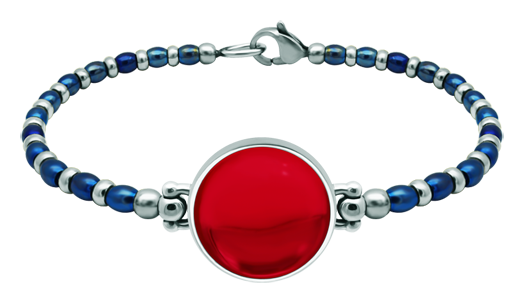 Bracelet en argent et acier inoxydable avec verre coloré 18mm (Rouge)Referencia: PU2856Bracelet en acier inoxydable et argent sterling avec un cabochon en verre coloré de 18 mm.Medida: 20x20mm.