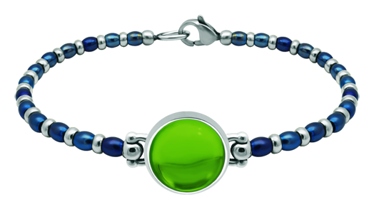 Silber- und Stahlarmband mit farbigem Kristall 14mm (Grün)Ref. Code: PU2858Perlenarmband aus Edelstahl und Sterlingsilber mit einem 14 mm großen farbigen Glascabochon.Gr&ouml;&szlig;e: 16x16mm.