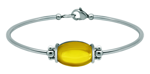 Silver and stainless steel bracelet with oval colored crystal 18x13mm (Yellow)Ref. code: PU2859Rigid steel and sterling silver bracelet with a colored crystal cabochon 18x13mm.Size: 18x13mm.