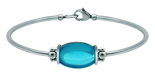 Silver and stainless steel bracelet with oval colored crystal 18x13mm (Blue)Ref. code: PU2859Rigid steel and sterling silver bracelet with a colored crystal cabochon 18x13mm.Size: 18x13mm.