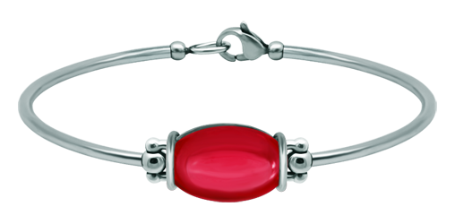 Pulsera de plata y acero con cristal ovalado de colores 18x13mm (Rojo)Referencia: PU2859Pulsera rígida de acero y plata de ley con un cabujón de cristal de colores de 18x13mm.Medida: 18x13mm.
