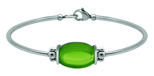 Silber- und Stahlarmband mit ovalem Farbglas 18x13mm (Grün)Ref. Code: PU2859Starres Armband aus Edelstahl und Sterlingsilber mit einem 18x13 mm großen farbigen Glascabochon.Gr&ouml;&szlig;e: 18x13mm.